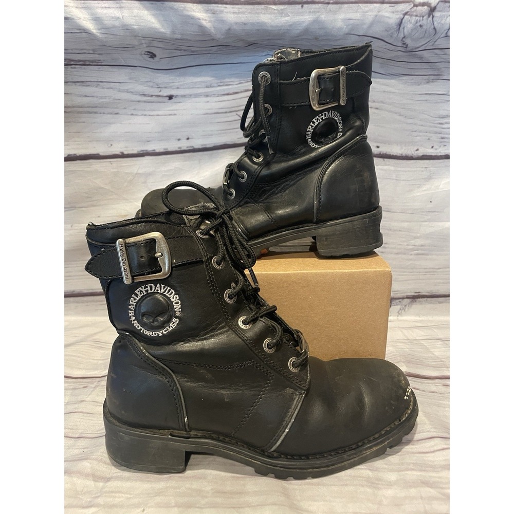 Harley Davidson Women's Lace Up Motorcycle Combat Boots Size 9.5 DISTRESSED